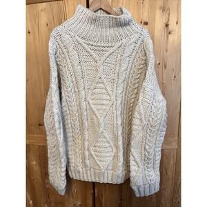 Sisandina Handmade Wool Sweater Mens Large Chunky Knit Fisherman Turtle Neck